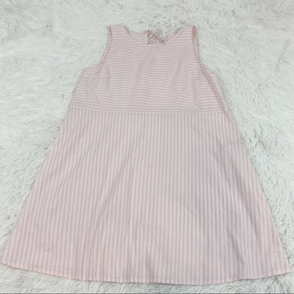 Girl’s sleeveless striped cotton a-line‎ dress pink